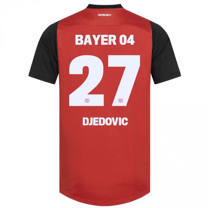 キッズフットボールSeldin Djedovic#27赤黒ホームシャツ2024/25ジャージーユニフォーム