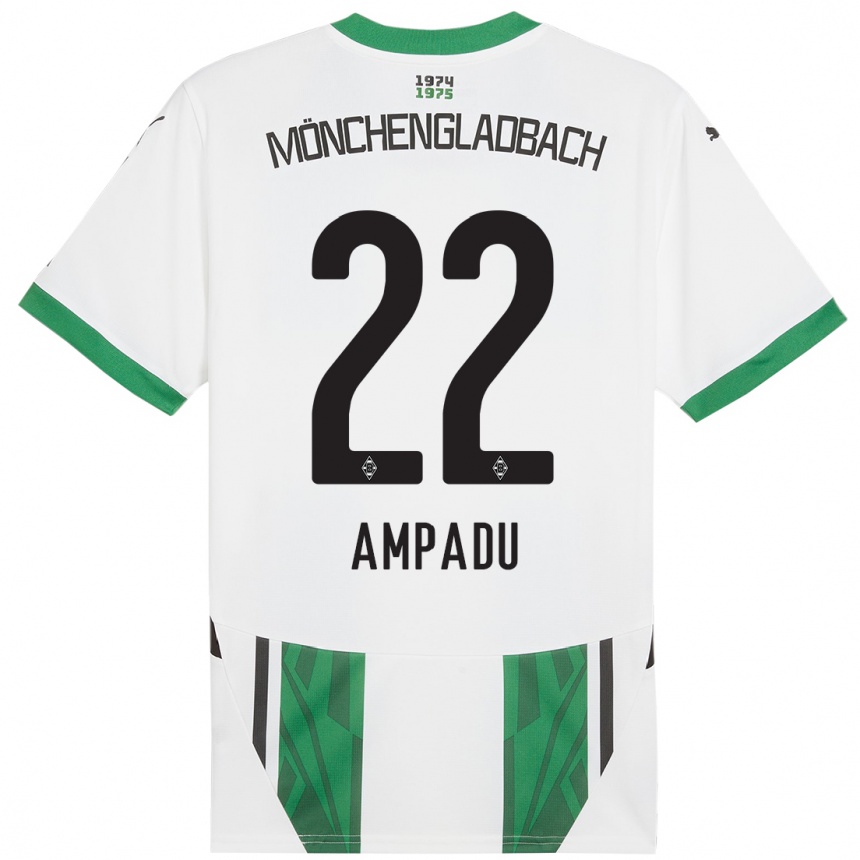 キッズフットボールLeon Ampadu#22白緑ホームシャツ2024/25ジャージーユニフォーム