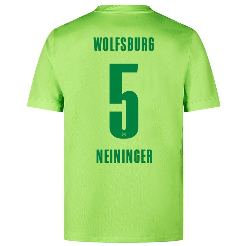 キッズフットボールTim Neininger#5蛍光グリーンホームシャツ2024/25ジャージーユニフォーム