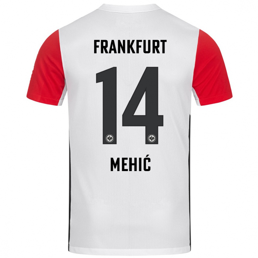 キッズフットボールLiam Mehić#14白 赤ホームシャツ2024/25ジャージーユニフォーム