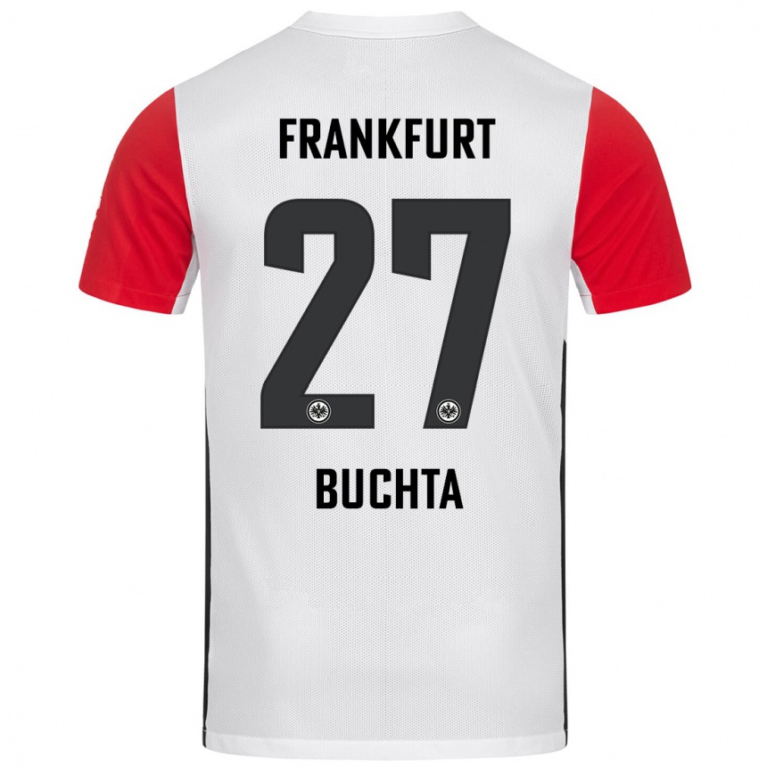 キッズフットボールPhilip Buchta#27白 赤ホームシャツ2024/25ジャージーユニフォーム