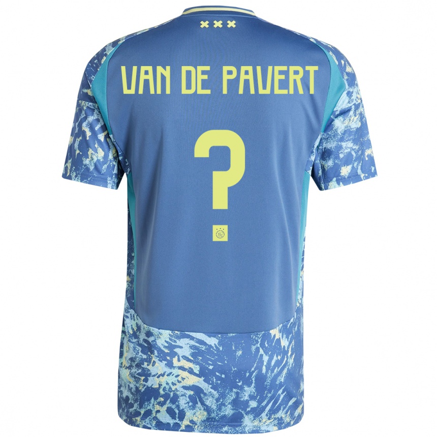 キッズフットボールRyan Van De Pavert#0灰青黄アウェイシャツ2024/25ジャージーユニフォーム