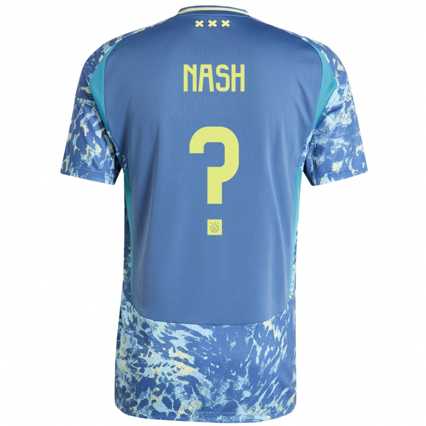 キッズフットボールPharell Nash#0灰青黄アウェイシャツ2024/25ジャージーユニフォーム