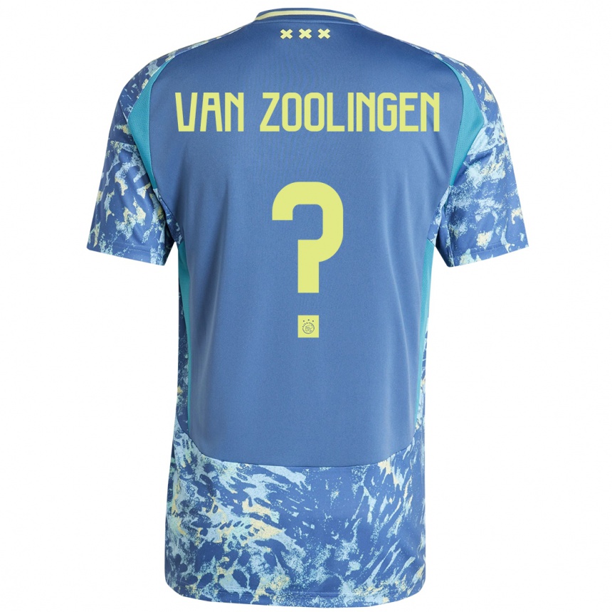 キッズフットボールGlenn Van Zoolingen#0灰青黄アウェイシャツ2024/25ジャージーユニフォーム