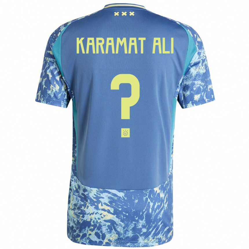 キッズフットボールYaïr Karamat Ali#0灰青黄アウェイシャツ2024/25ジャージーユニフォーム