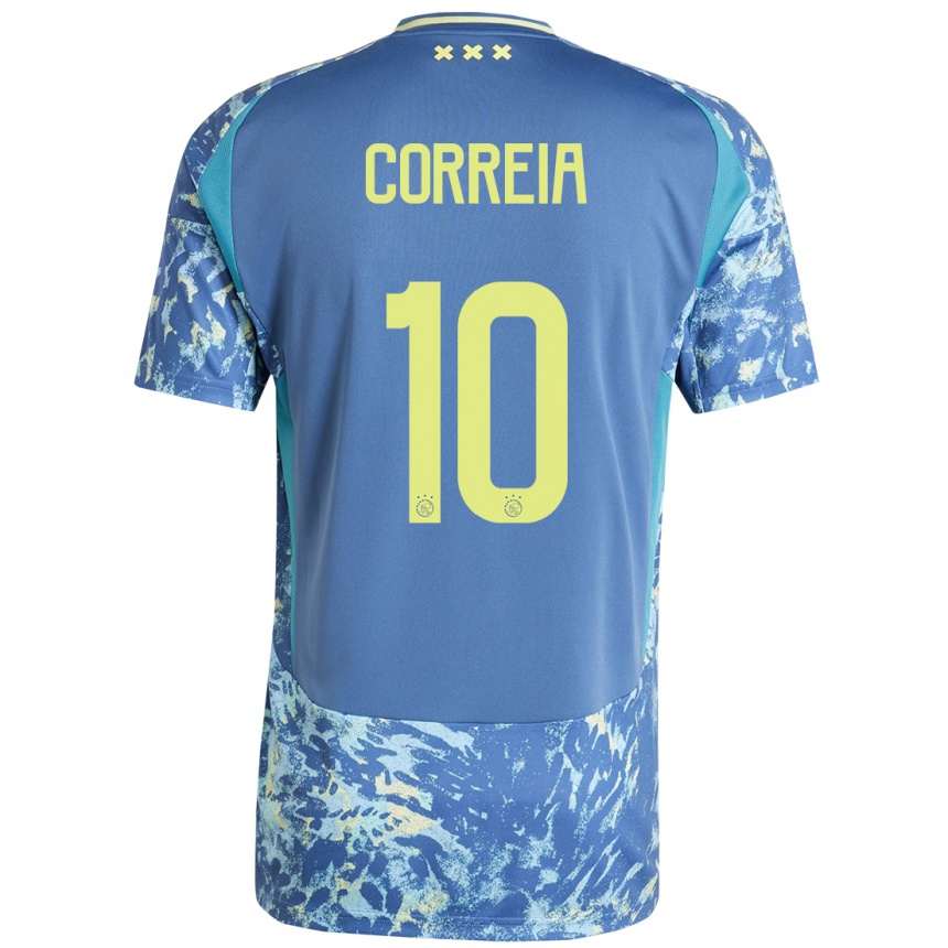 キッズフットボールTim Correia#10灰青黄アウェイシャツ2024/25ジャージーユニフォーム