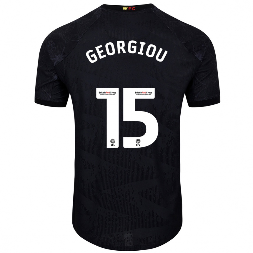 キッズフットボールAndria Georgiou#15黒 白アウェイシャツ2024/25ジャージーユニフォーム