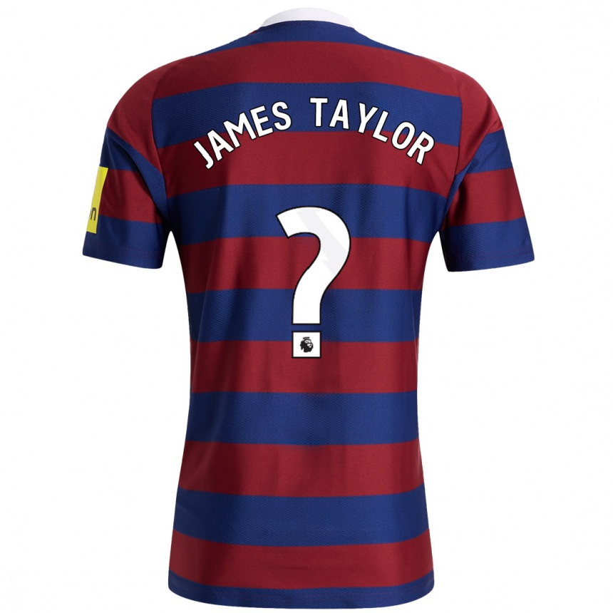 キッズフットボールJames Taylor#0バーガンディ ネイビーブルーアウェイシャツ2024/25ジャージーユニフォーム