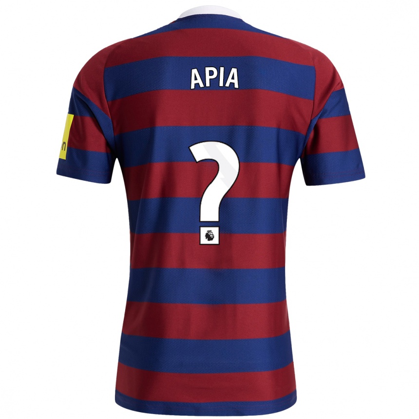 キッズフットボールAaron Apia#0バーガンディ ネイビーブルーアウェイシャツ2024/25ジャージーユニフォーム