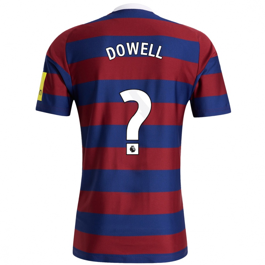 キッズフットボールRoman Dowell#0バーガンディ ネイビーブルーアウェイシャツ2024/25ジャージーユニフォーム