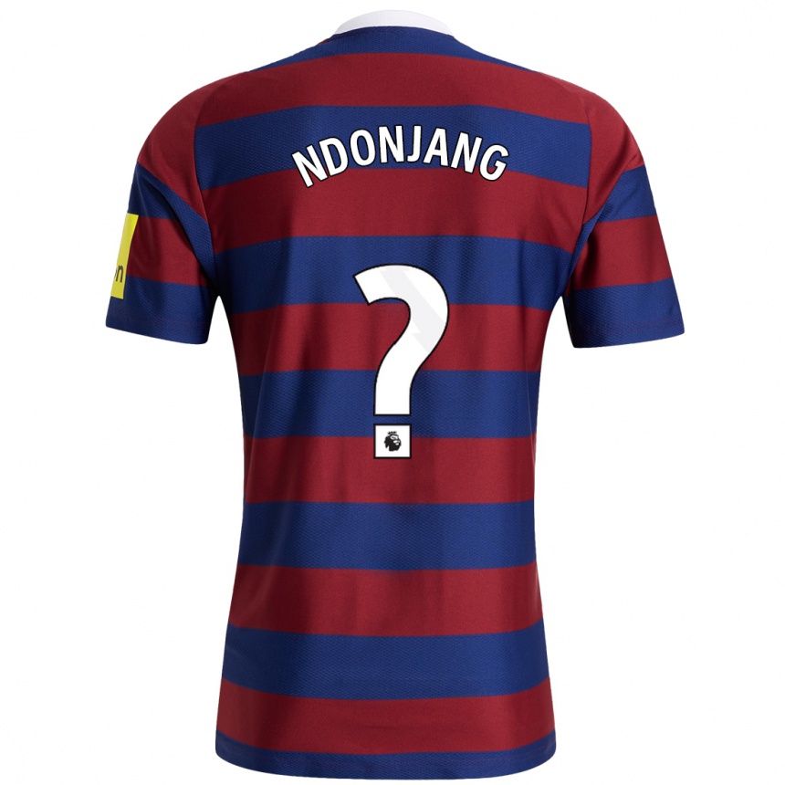 キッズフットボールAlan Ndonjang#0バーガンディ ネイビーブルーアウェイシャツ2024/25ジャージーユニフォーム