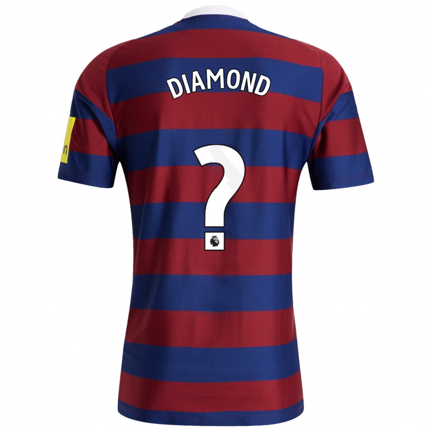 キッズフットボールJames Diamond#0バーガンディ ネイビーブルーアウェイシャツ2024/25ジャージーユニフォーム