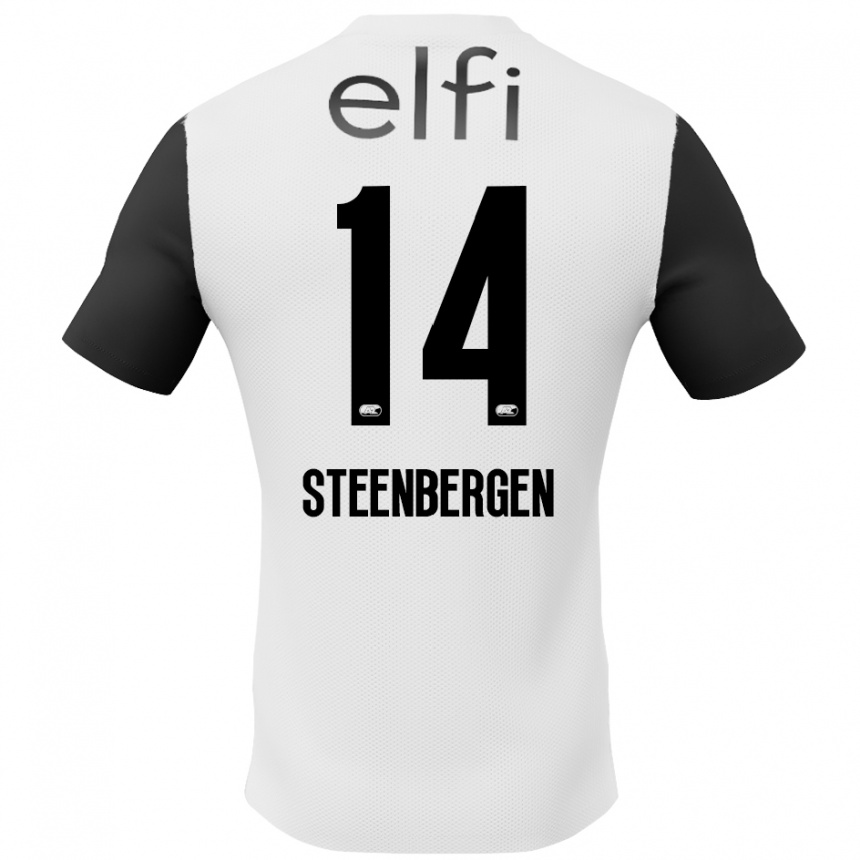 キッズフットボールThom Steenbergen#14白 黒アウェイシャツ2024/25ジャージーユニフォーム