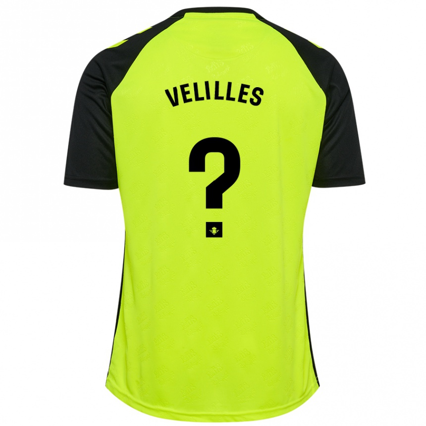 キッズフットボールLuis Velilles#0蛍光黄黒アウェイシャツ2024/25ジャージーユニフォーム