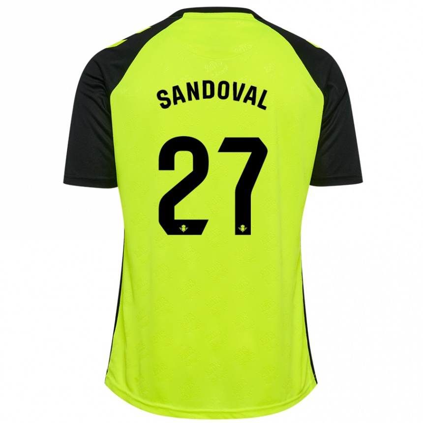 キッズフットボールKeimer Sandoval#27蛍光黄黒アウェイシャツ2024/25ジャージーユニフォーム