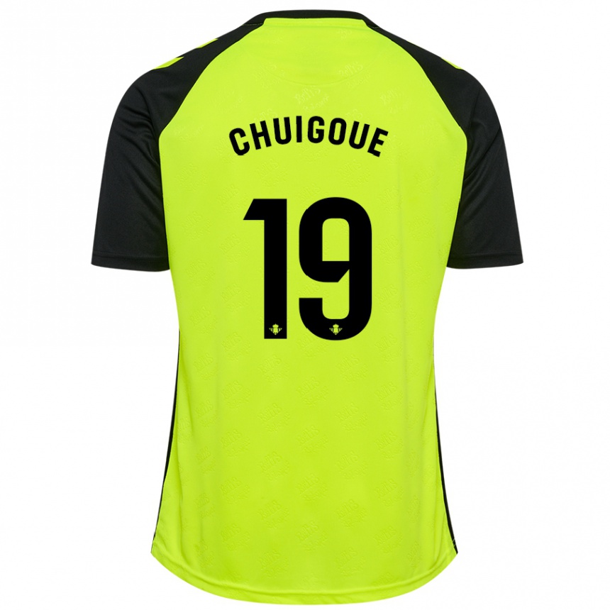 キッズフットボールDorine Chuigoué#19蛍光黄黒アウェイシャツ2024/25ジャージーユニフォーム