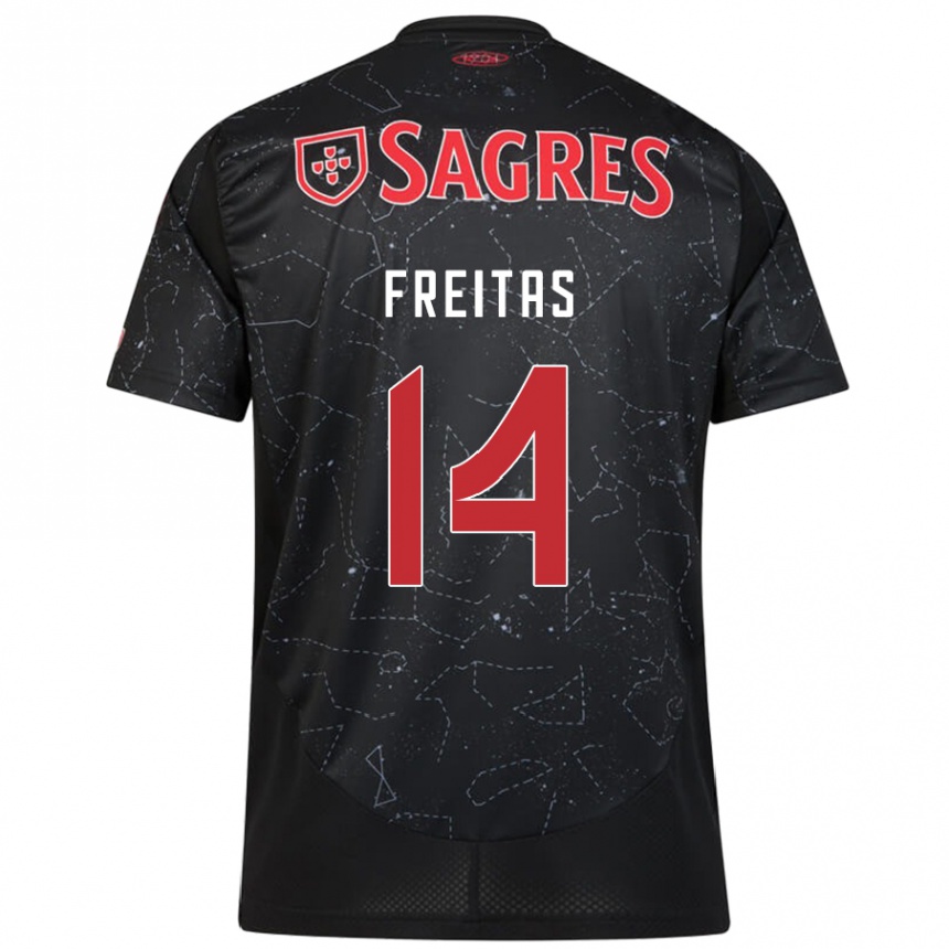 キッズフットボールTiago Freitas#14黒 赤アウェイシャツ2024/25ジャージーユニフォーム