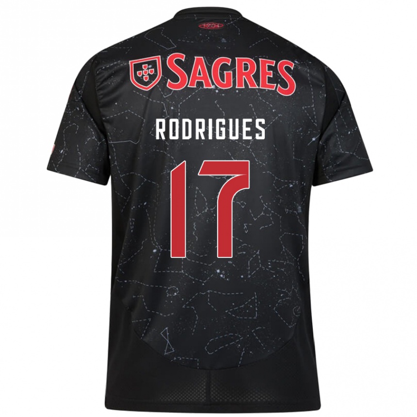 キッズフットボールTiago Rodrigues#17黒 赤アウェイシャツ2024/25ジャージーユニフォーム