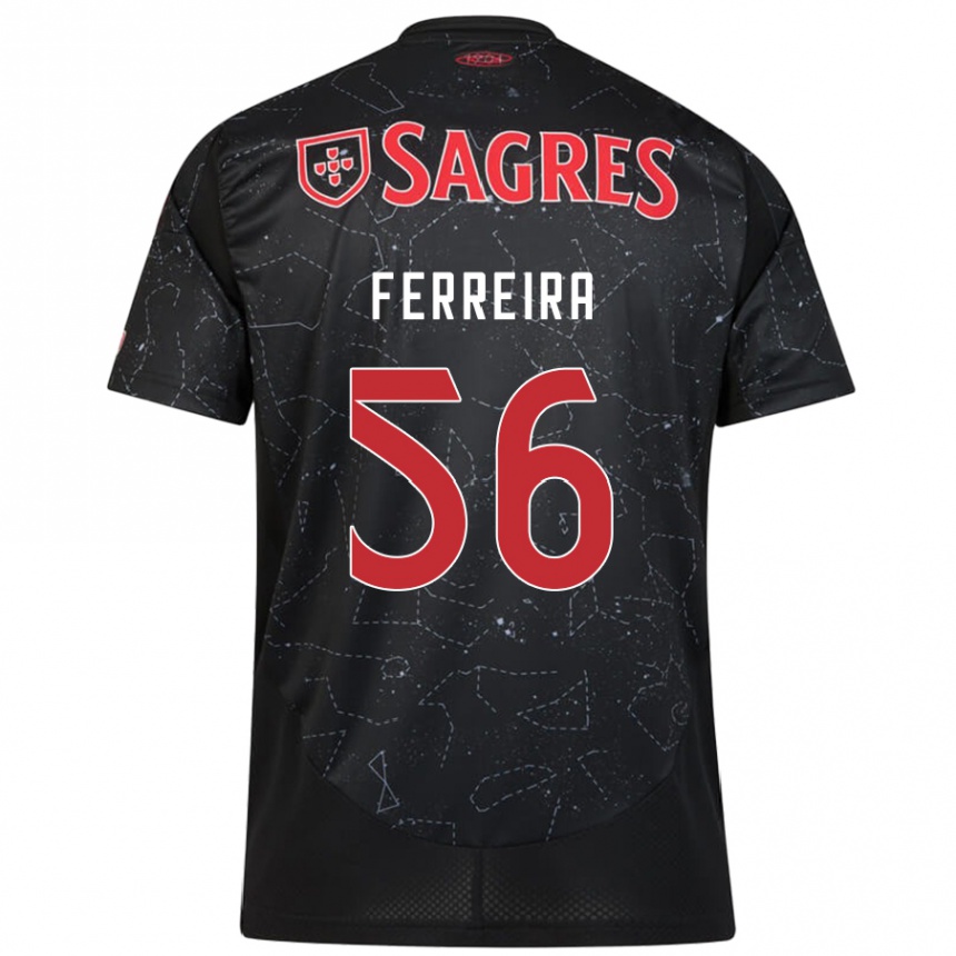 キッズフットボールMartim Ferreira#56黒 赤アウェイシャツ2024/25ジャージーユニフォーム