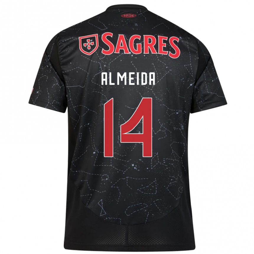 キッズフットボールLetícia Almeida#14黒 赤アウェイシャツ2024/25ジャージーユニフォーム