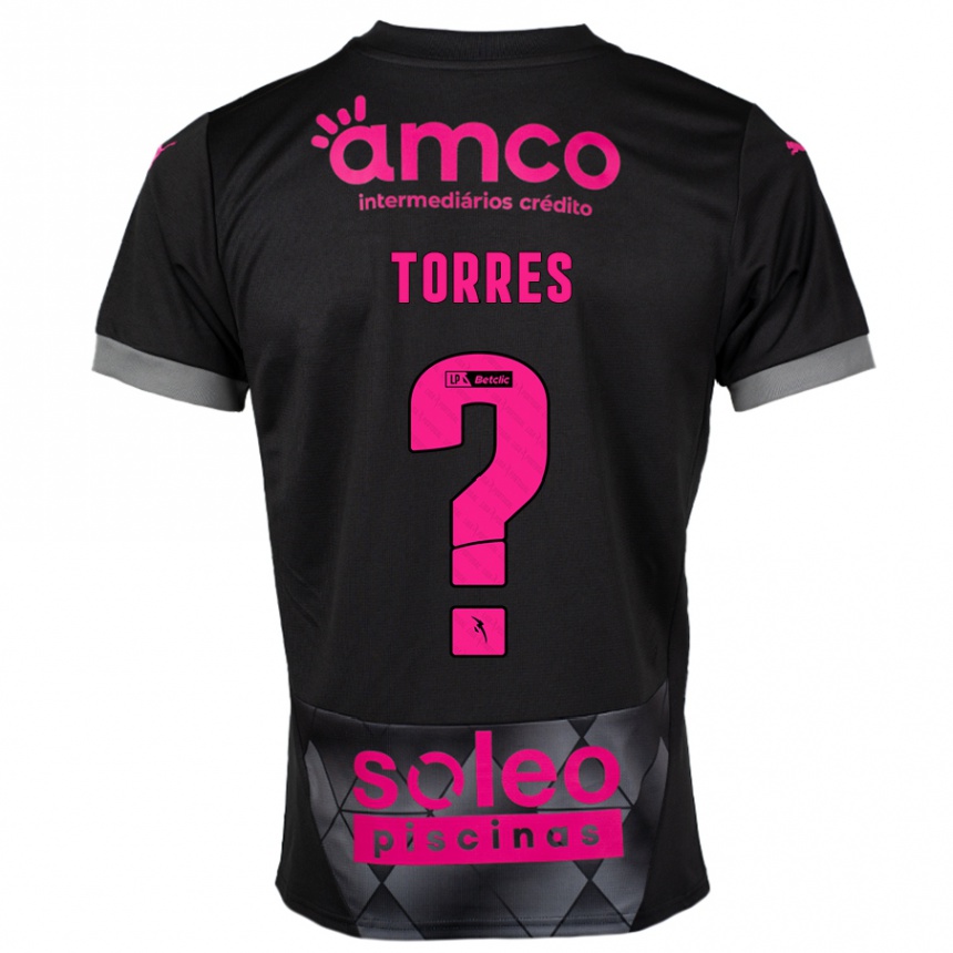 キッズフットボールMarco Torres#0ブラック ピンクアウェイシャツ2024/25ジャージーユニフォーム