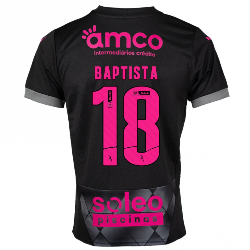 キッズフットボールTiago Baptista#18ブラック ピンクアウェイシャツ2024/25ジャージーユニフォーム