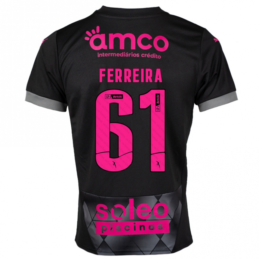 キッズフットボールTiago Ferreira#61ブラック ピンクアウェイシャツ2024/25ジャージーユニフォーム