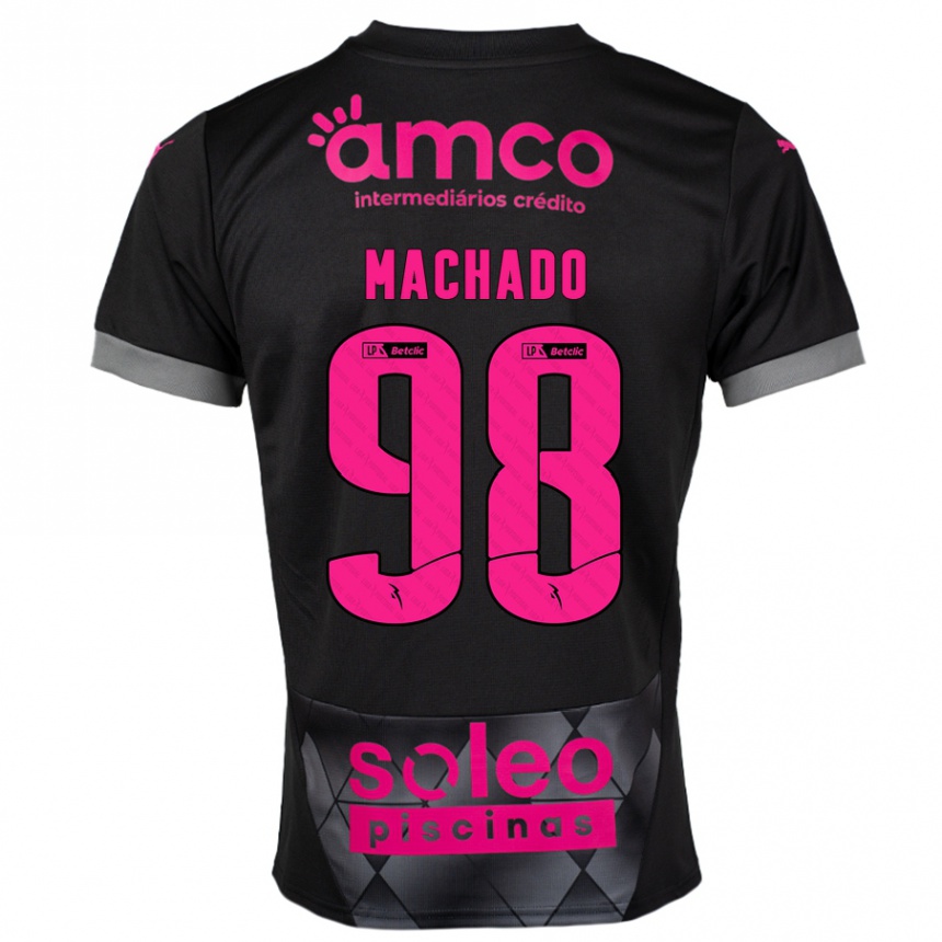 キッズフットボールGonçalo Machado#98ブラック ピンクアウェイシャツ2024/25ジャージーユニフォーム