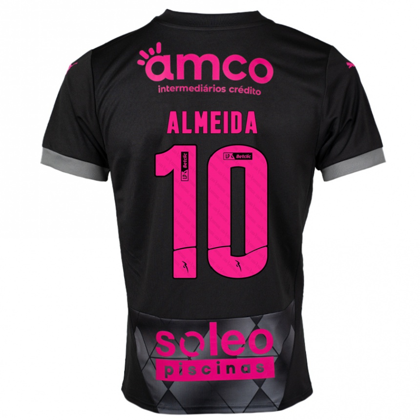 キッズフットボールVitória Almeida#10ブラック ピンクアウェイシャツ2024/25ジャージーユニフォーム