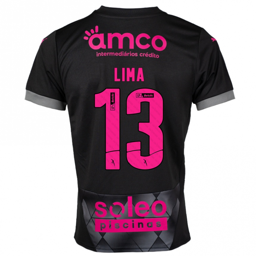 キッズフットボールAline Lima#13ブラック ピンクアウェイシャツ2024/25ジャージーユニフォーム