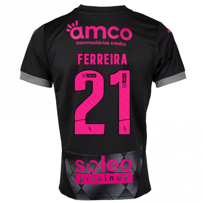 キッズフットボールAna Carolina Ferreira#21ブラック ピンクアウェイシャツ2024/25ジャージーユニフォーム