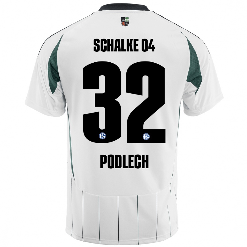 キッズフットボールLuca Podlech#32白緑アウェイシャツ2024/25ジャージーユニフォーム