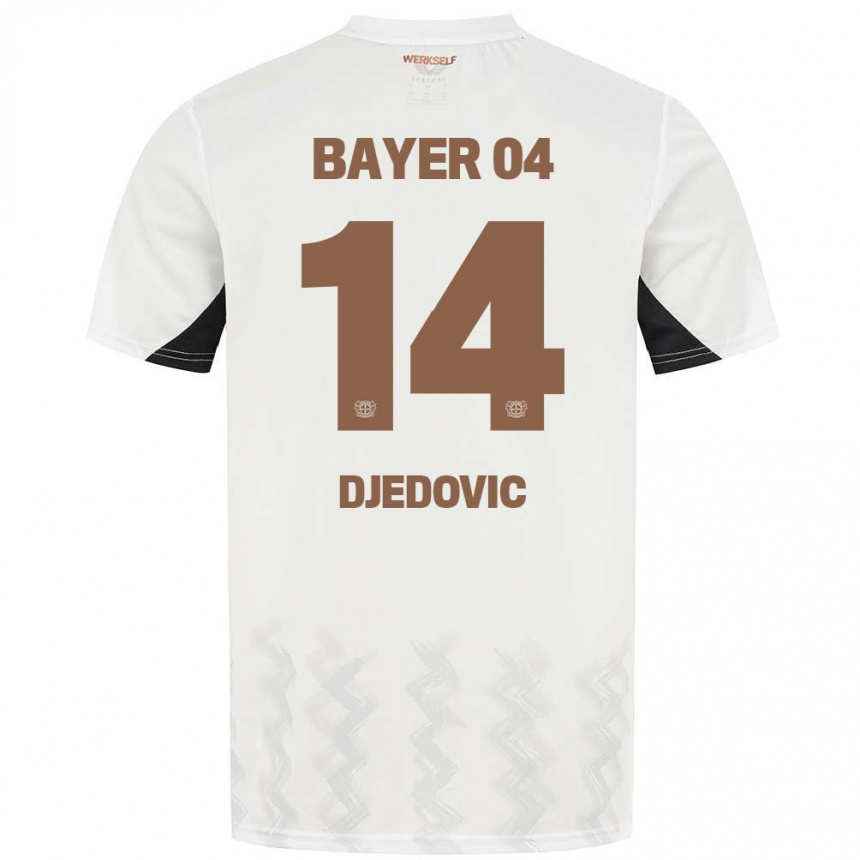 キッズフットボールMelis Djedovic#14白 黒アウェイシャツ2024/25ジャージーユニフォーム