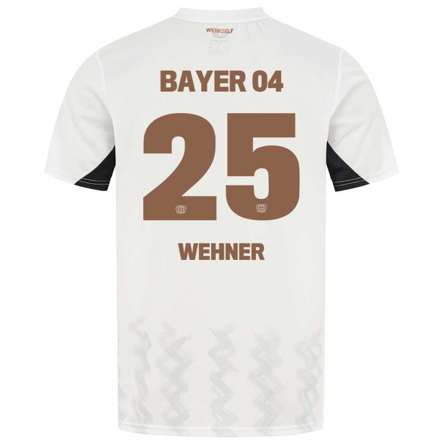 キッズフットボールLuca Wehner#25白 黒アウェイシャツ2024/25ジャージーユニフォーム