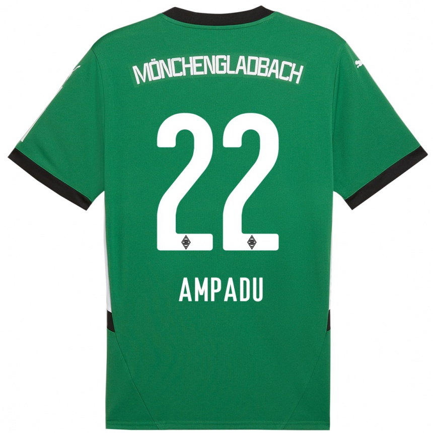 キッズフットボールLeon Ampadu#22緑 白アウェイシャツ2024/25ジャージーユニフォーム