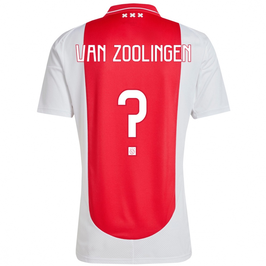 メンズフットボールGlenn Van Zoolingen#0赤 白ホームシャツ2024/25ジャージーユニフォーム