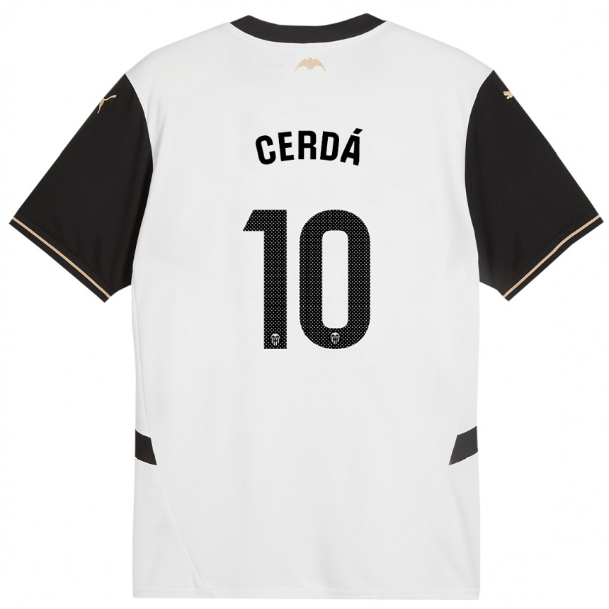 メンズフットボールAlex Cerdá#10白 黒ホームシャツ2024/25ジャージーユニフォーム