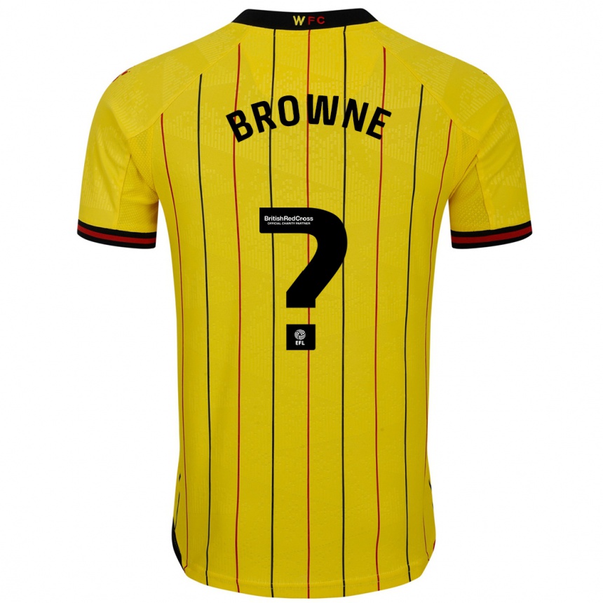 メンズフットボールRoraigh Browne#0黄 黒ホームシャツ2024/25ジャージーユニフォーム