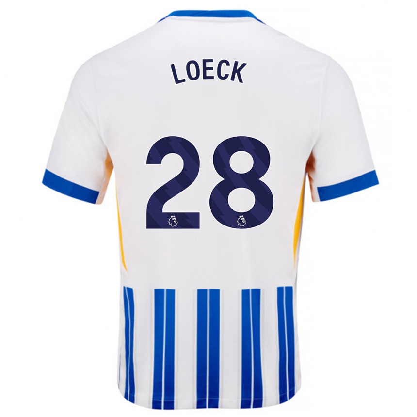 メンズフットボールMelina Loeck#28白青のピンストライプホームシャツ2024/25ジャージーユニフォーム