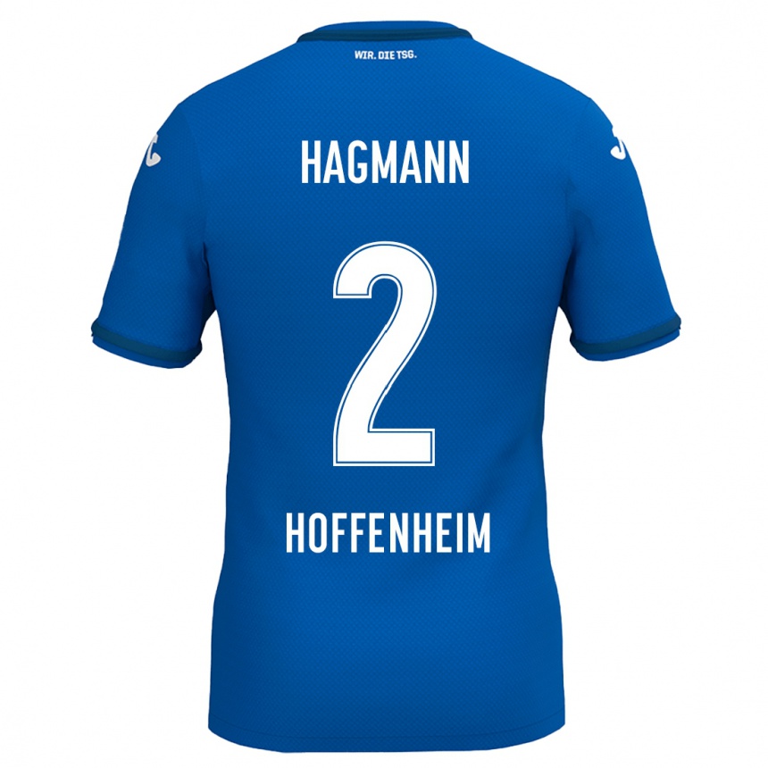 メンズフットボールFelix Hagmann#2ロイヤルブルーホームシャツ2024/25ジャージーユニフォーム