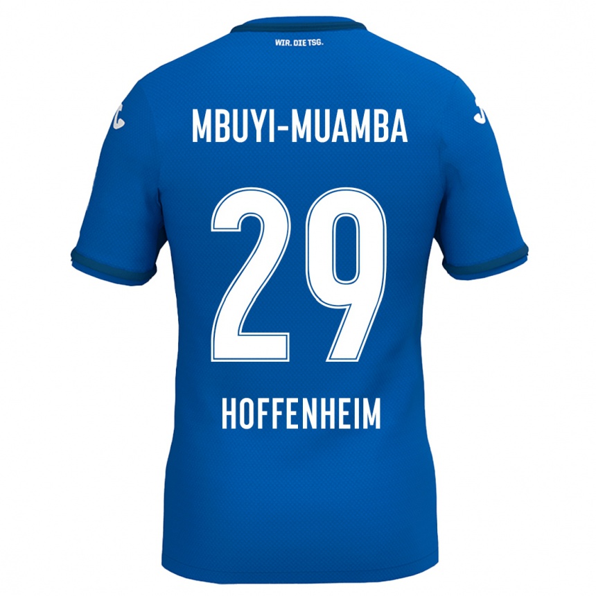 メンズフットボールHubert Mbuyi-Muamba#29ロイヤルブルーホームシャツ2024/25ジャージーユニフォーム