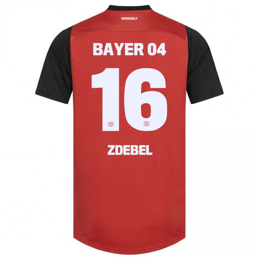 メンズフットボールSofie Zdebel#16赤黒ホームシャツ2024/25ジャージーユニフォーム