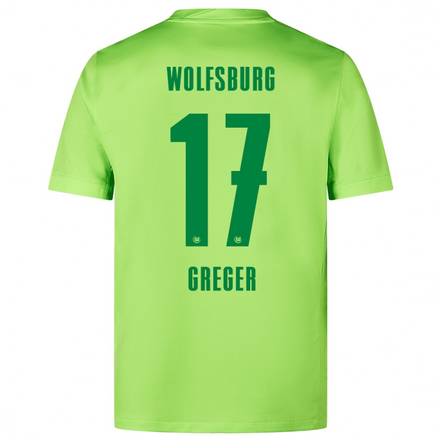 メンズフットボールMax Greger#17蛍光グリーンホームシャツ2024/25ジャージーユニフォーム