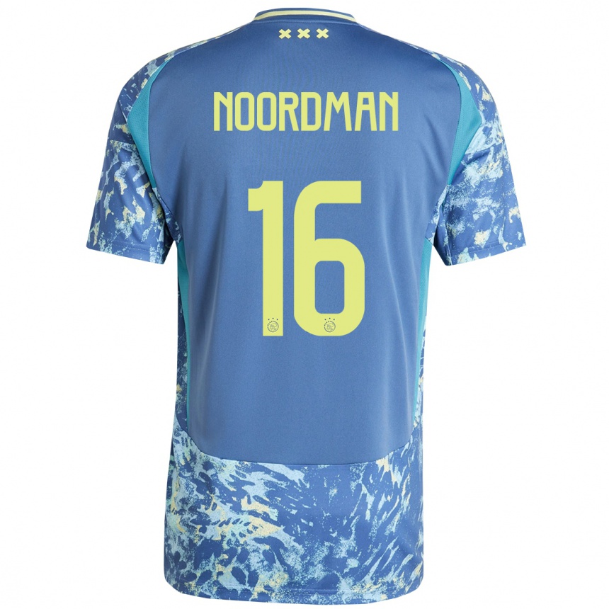 メンズフットボールDanique Noordman#16灰青黄アウェイシャツ2024/25ジャージーユニフォーム