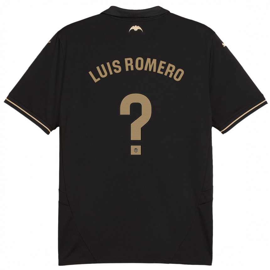 メンズフットボールLuis Romero#0黒アウェイシャツ2024/25ジャージーユニフォーム