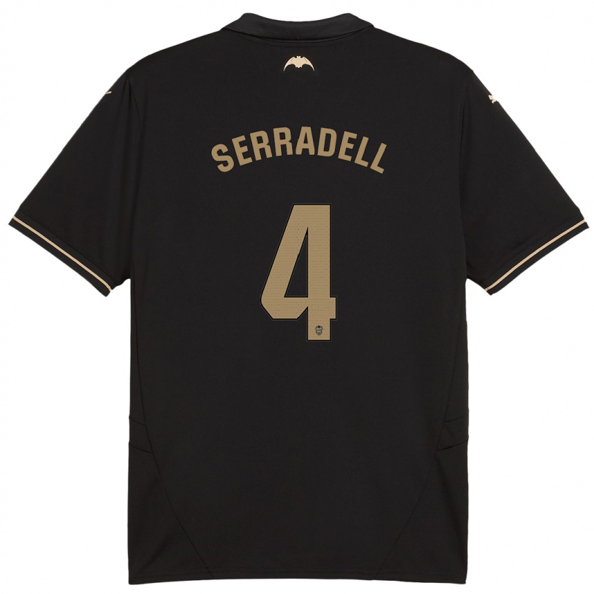 メンズフットボールÁlex Serradell#4黒アウェイシャツ2024/25ジャージーユニフォーム