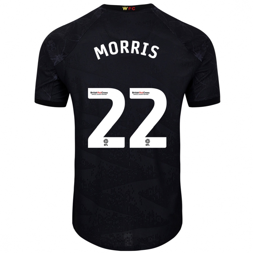 メンズフットボールJames Morris#22黒 白アウェイシャツ2024/25ジャージーユニフォーム