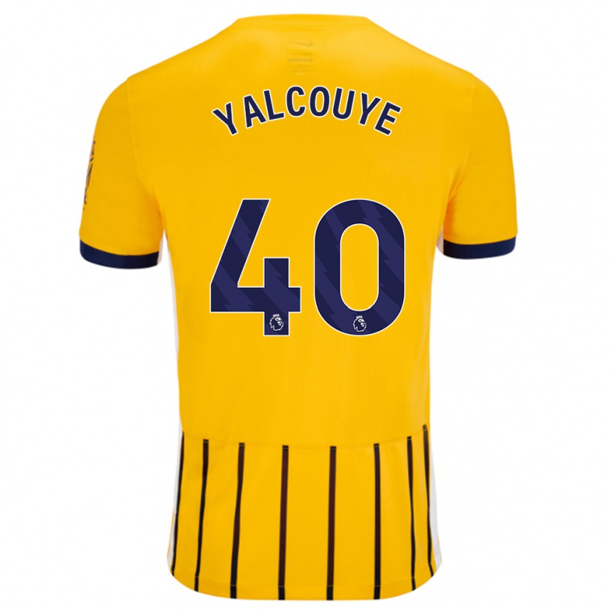 メンズフットボールMalick Junior Yalcouyé#40金と青のピンストライプアウェイシャツ2024/25ジャージーユニフォーム