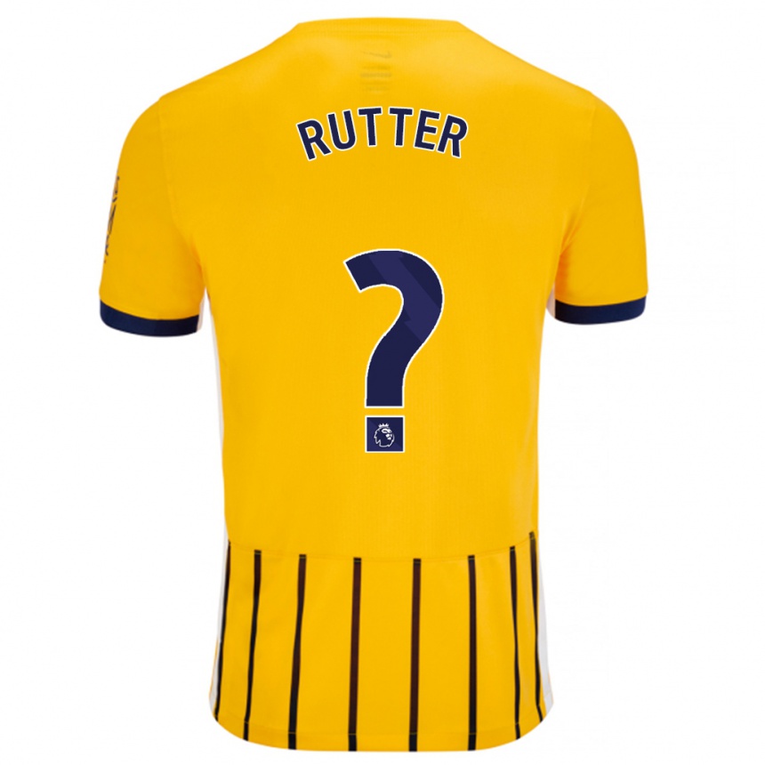 メンズフットボールWilliam Rutter#0金と青のピンストライプアウェイシャツ2024/25ジャージーユニフォーム