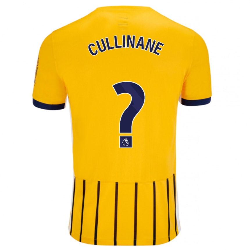 メンズフットボールBilly-Ray Cullinane#0金と青のピンストライプアウェイシャツ2024/25ジャージーユニフォーム